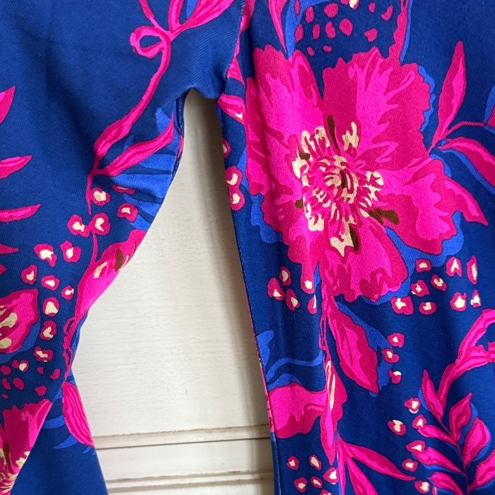 Lilly Pulitzer Bryson Dress Navy and Fuchsia Floral Dress M - Picture 4 of 6